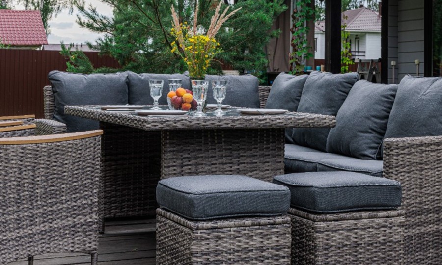 Угловой комплект из искусственного ротанга ZORRO WOOD DOUBLE серый Royal Family