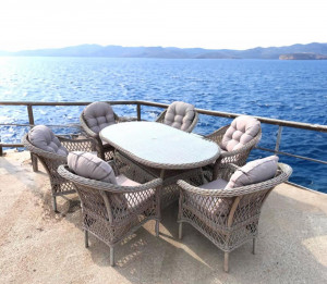 Комплект плетеной мебели T217/LV-217 Beige 6+1 Афина