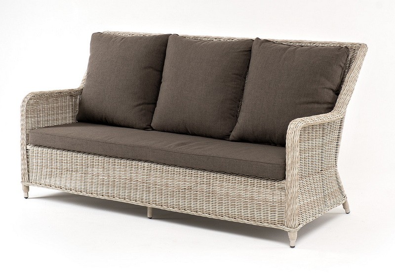 Диван трехместный Гляссе из искусственного ротанга, бежевый 4sis