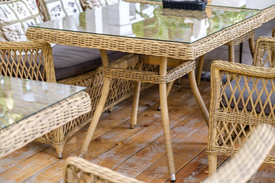 Стол из искусственного ротанга Айриш соломенный 4sis