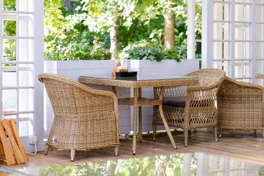 Стол из искусственного ротанга Айриш соломенный 4sis