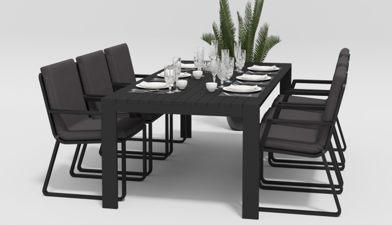 Обеденная группа Malia 220 с подлокотниками антрацит Gardenini