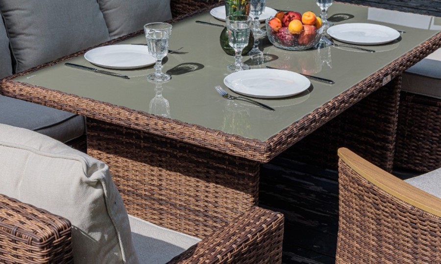 Угловой комплект из искусственного ротанга ZORRO WOOD DOUBLE коричневый Royal Family