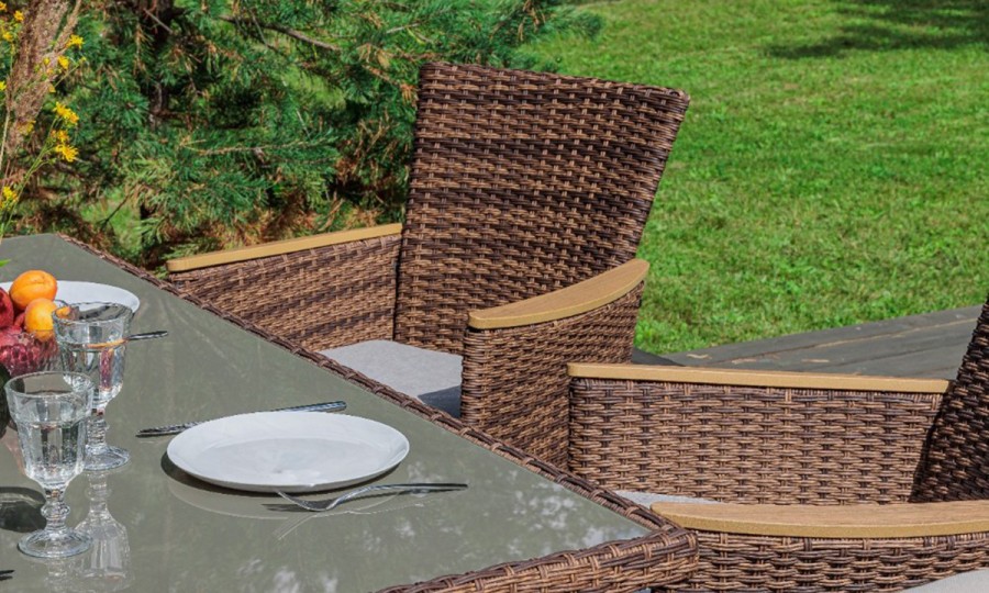 Угловой комплект из искусственного ротанга ZORRO WOOD DOUBLE коричневый Royal Family