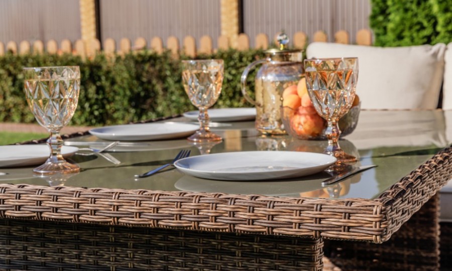 Угловой комплект из искусственного ротанга ZORRO WOOD DOUBLE коричневый Royal Family