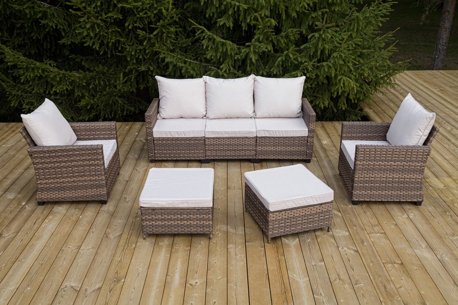 Лаунж-зона из искусственного ротанга Бостон, коричневый 4sis