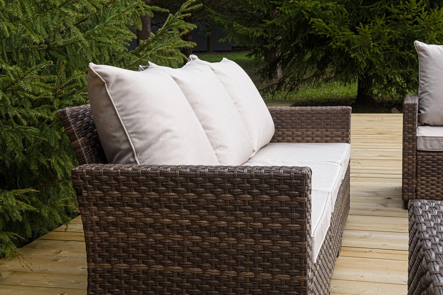 Лаунж-зона из искусственного ротанга Бостон, коричневый 4sis