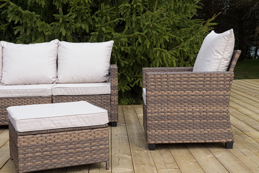 Лаунж-зона из искусственного ротанга Бостон, коричневый 4sis