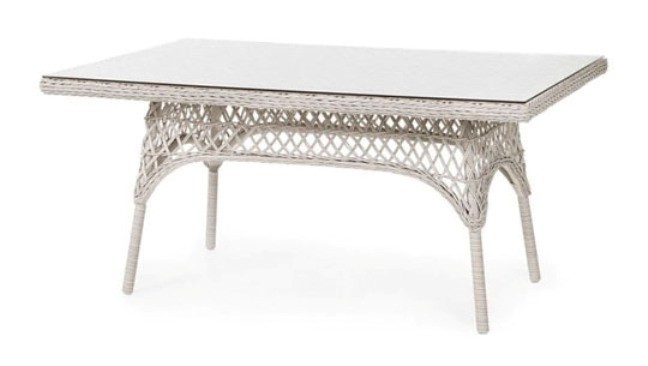 Плетеный стол Beatrice white 150x90 Brafab