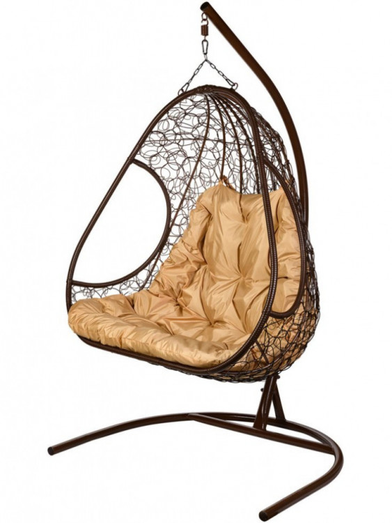 Двойное подвесное кресло Primavera коричневое Garden story
