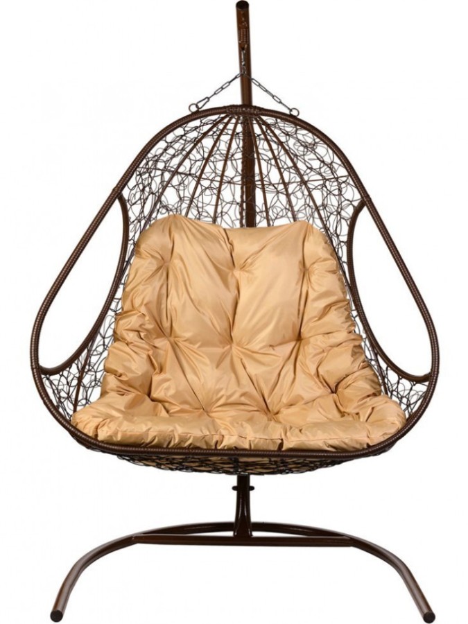 Двойное подвесное кресло Primavera коричневое Garden story