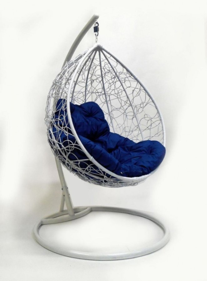 Подвесное кресло Капля ротанг белое Garden