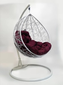 Подвесное кресло Капля ротанг белое Garden