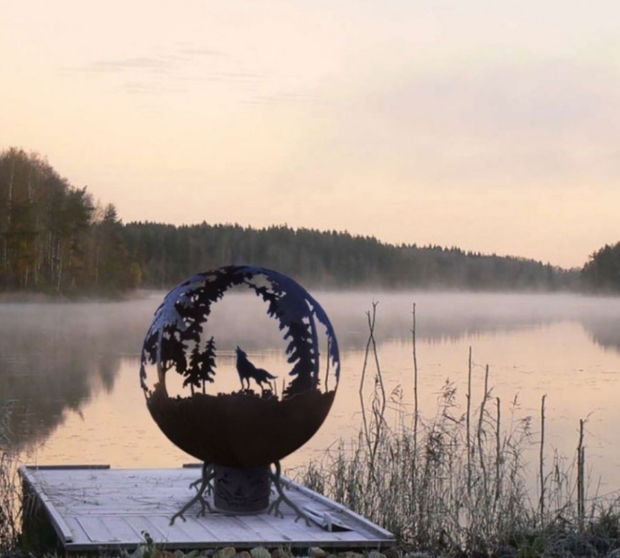 Уличный очаг сфера Волк в полнолунии Горыныч