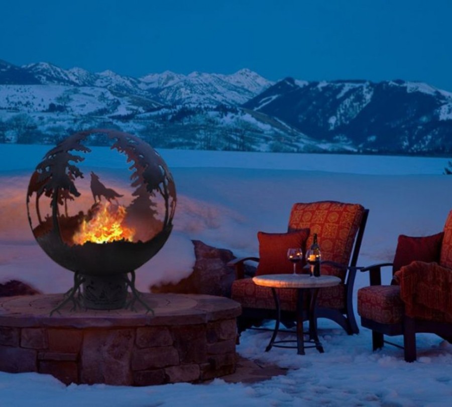 Уличный очаг сфера Волк в полнолунии Горыныч