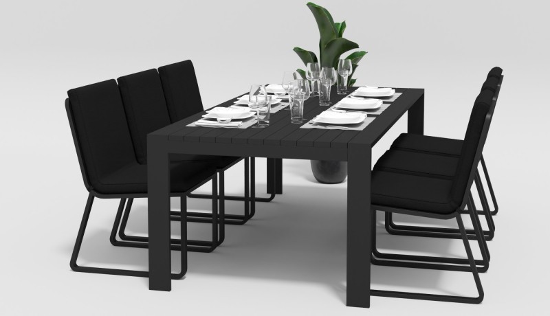 Обеденная группа Malia 220 черная Gardenini