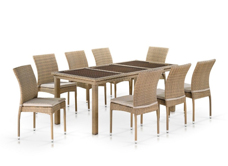 Комплект плетеной мебели T365/Y380B-W65 Light Brown (8+1) Афина