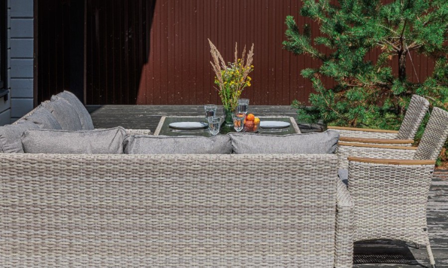 Угловой комплект из искусственного ротанга ZORRO WOOD DOUBLE бежевый Royal Family