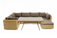  Угловая обеденная группа Лунго из искусственного ротанга, соломенная 4sis