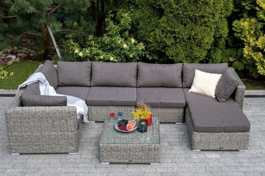 Модуль прямой с подушками Лунго гиацинт cерый 4sis