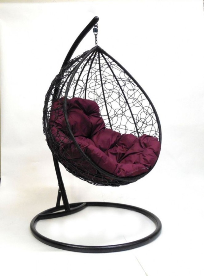 Подвесное кресло Капля ротанг чёрный Garden