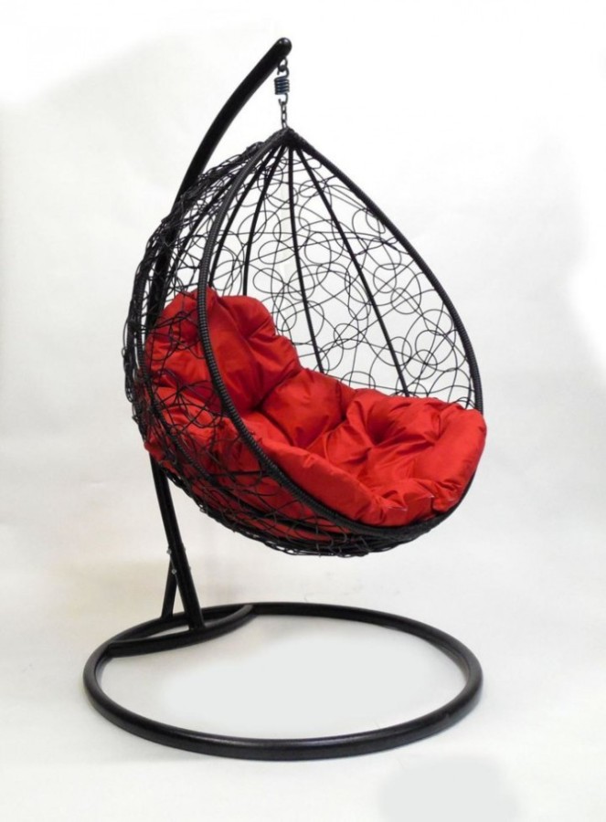 Подвесное кресло Капля ротанг чёрный Garden