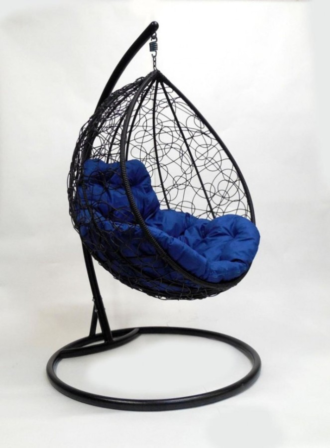 Подвесное кресло Капля ротанг чёрный Garden