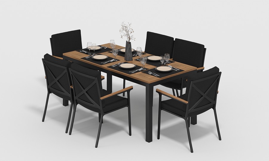 Обеденная группа Bella-2 180 черная Gardenini