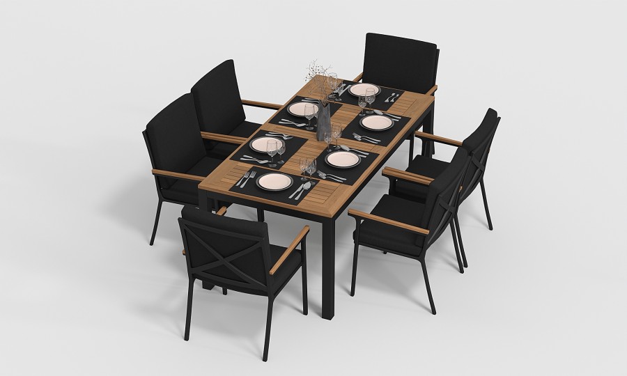 Обеденная группа Bella-2 180 черная Gardenini