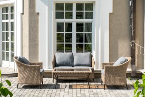 Лаунж-зона из искусственного ротанга Овьедо на 4 персоны, соломенный 4sis