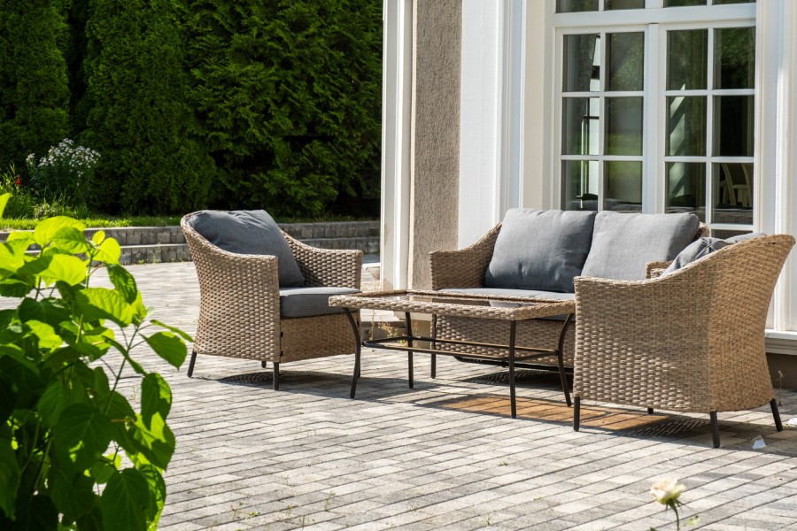 Лаунж-зона из искусственного ротанга Овьедо на 4 персоны, соломенный 4sis