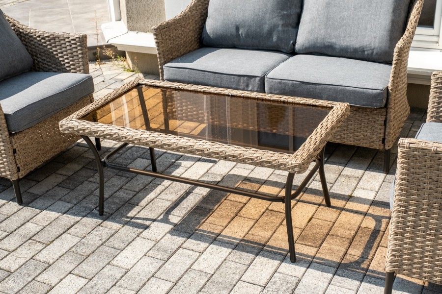 Лаунж-зона из искусственного ротанга Овьедо на 4 персоны, соломенный 4sis