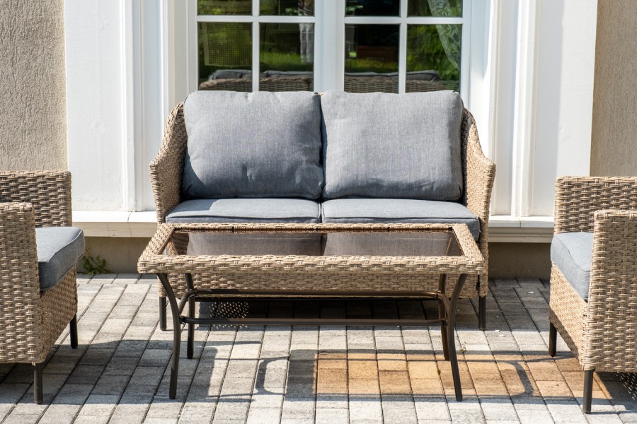 Лаунж-зона из искусственного ротанга Овьедо на 4 персоны, соломенный 4sis