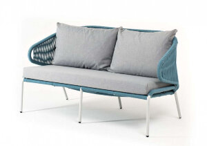 Диван 2-местный Милан плетеный из роупа бирюзовый 4sis Диван 2-местный Милан плетеный из роупа бирюзовый 4sis