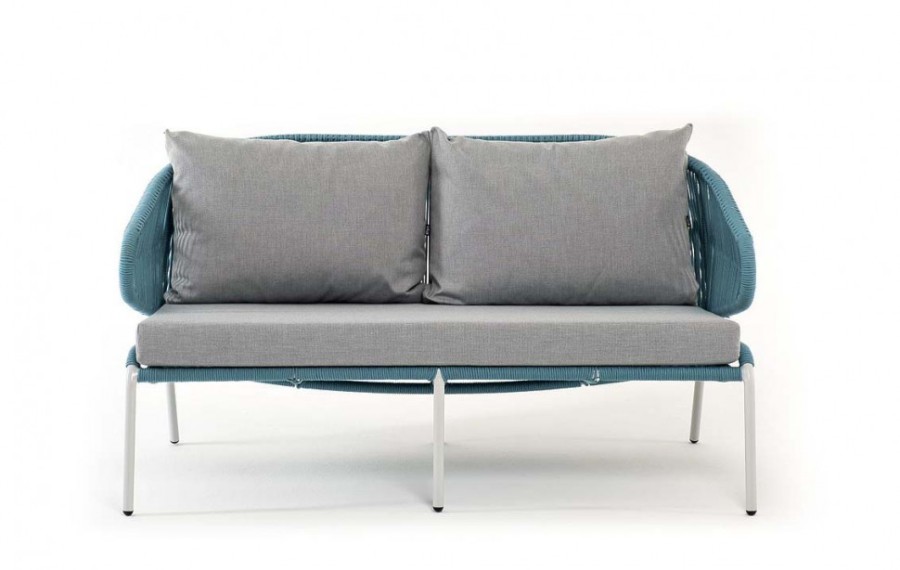 Диван 2-местный Милан плетеный из роупа бирюзовый 4sis