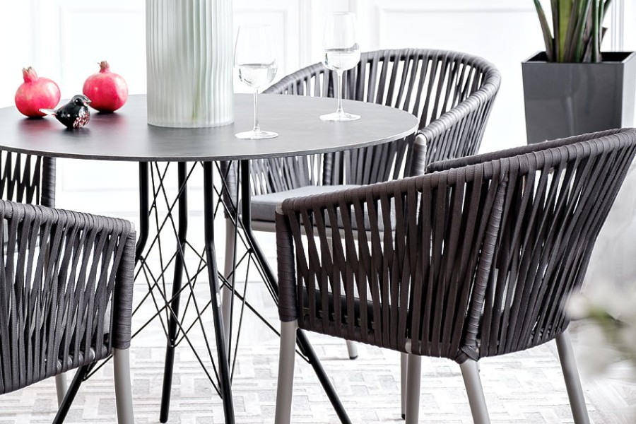 Интерьерный стол Конте из HPL круглый 80, серый гранит