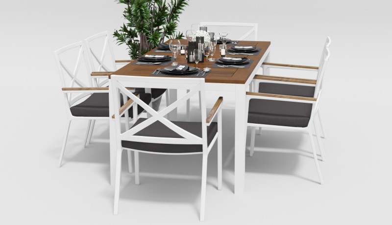 Обеденная группа Bella Calma 180 белый антрацит Gardenini