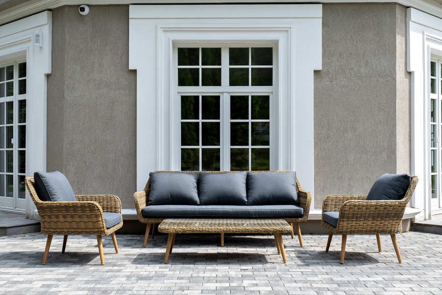 Лаунж-зона плетеная из искусственного ротанга Прованс, соломенный 4sis