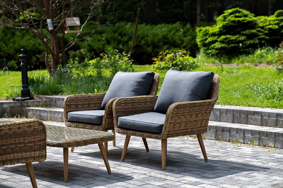 Лаунж-зона плетеная из искусственного ротанга Прованс, соломенный 4sis