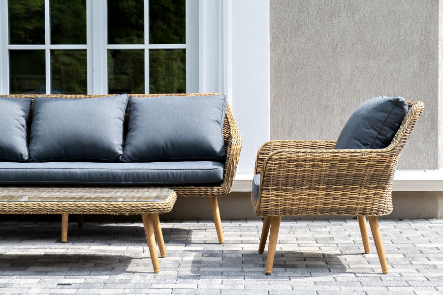 Лаунж-зона плетеная из искусственного ротанга Прованс, соломенный 4sis