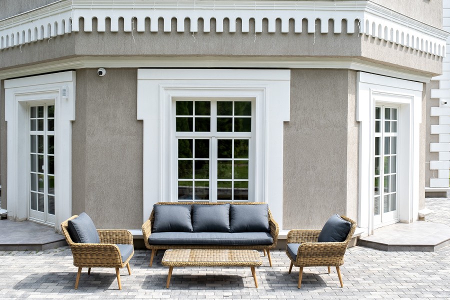 Лаунж-зона плетеная из искусственного ротанга Прованс, соломенный 4sis