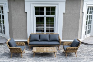 Лаунж-зона плетеная из искусственного ротанга Прованс, соломенный 4sis