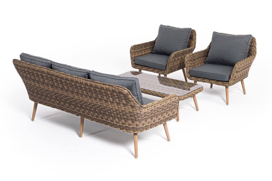 Лаунж-зона плетеная из искусственного ротанга Прованс, соломенный 4sis