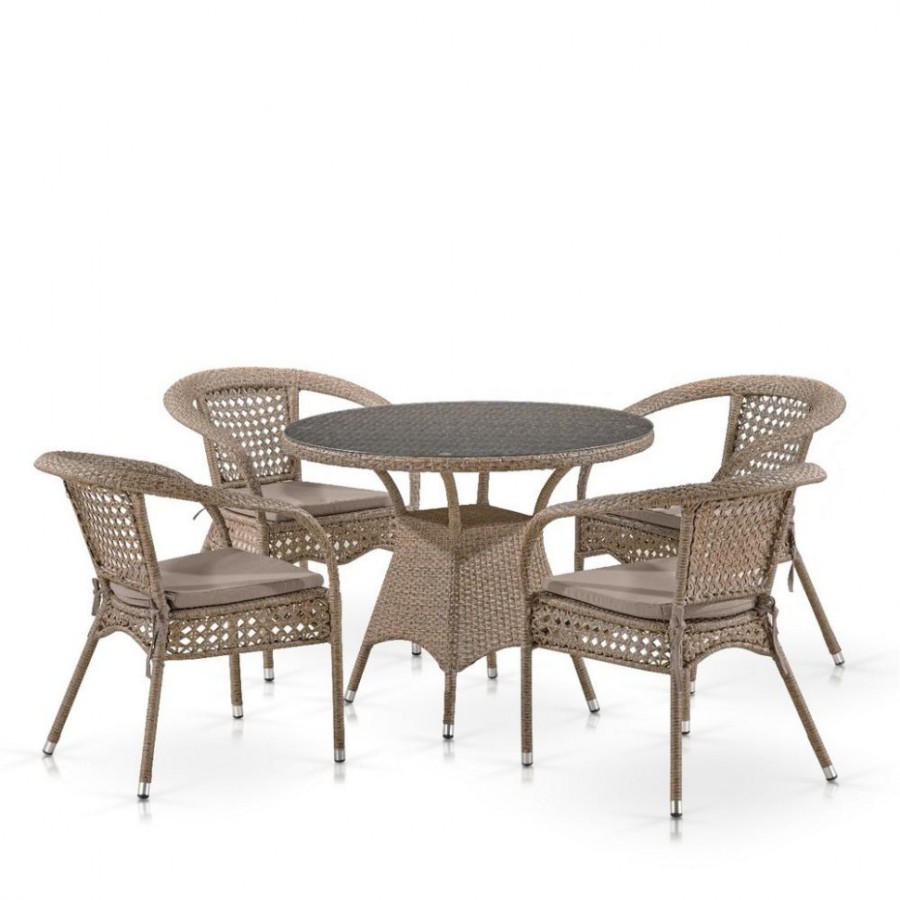Комплект плетеной мебели Лион-1B T220CT/Y32-W56 Light brown Афина