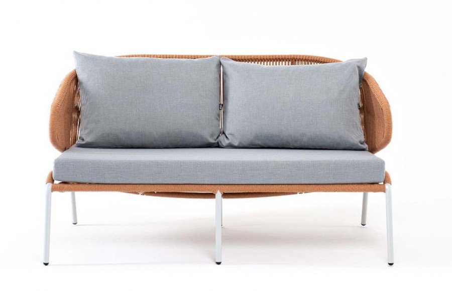 Диван 2-местный Милан плетеный из роупа оранжевый 4sis