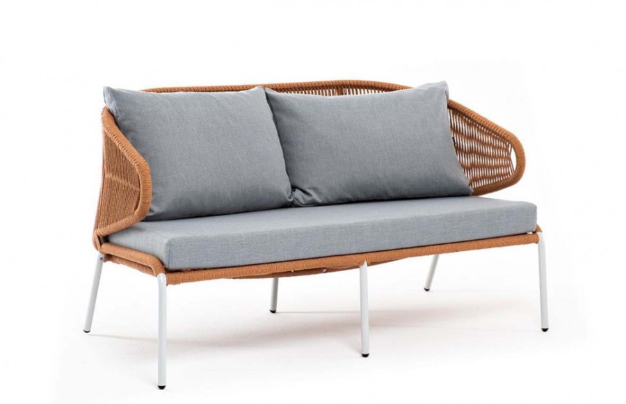 Диван 2-местный Милан плетеный из роупа оранжевый 4sis