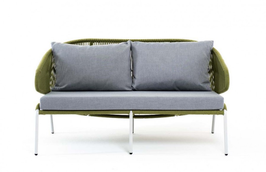 Диван 2-местный Милан плетеный из роупа салатовый 4sis