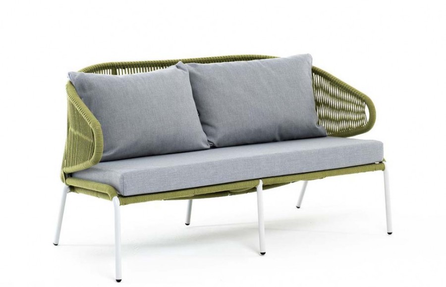 Диван 2-местный Милан плетеный из роупа салатовый 4sis