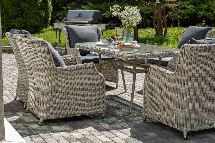 Обеденная группа Неаполь из искусственного ротанга, бежевый 4sis