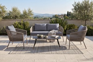 Лаунж-зона Комо 4-местная плетеная из роупа, серо-коричневый 4sis